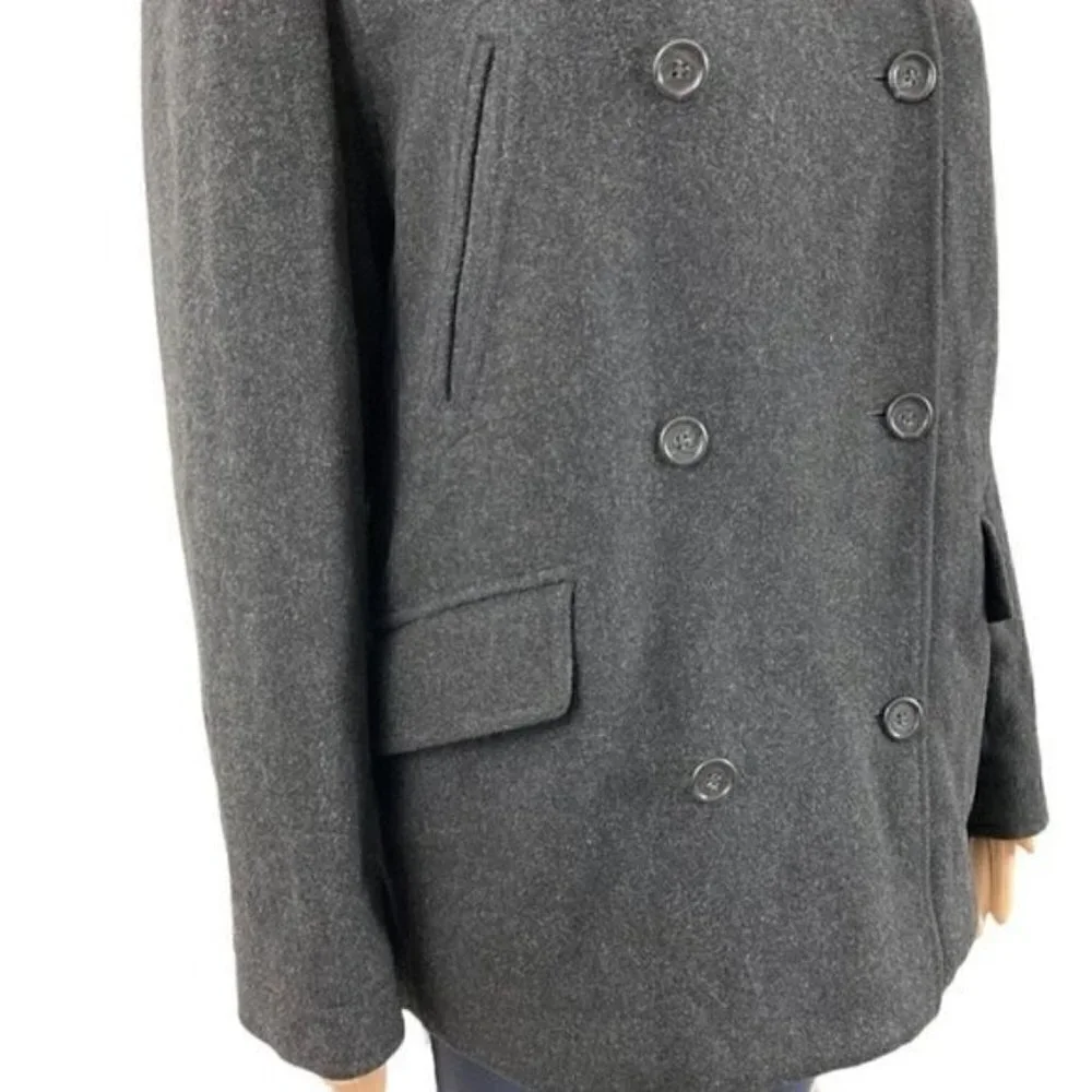 J.Crew Double Breasted Wool Jacket Gray Vintage Size Medium Lined